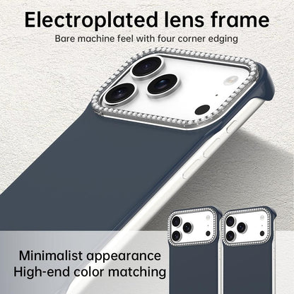 For iPhone 18 Pro / 17 Pro Candy Diamond Half-frame Frosted PC Hybrid TPU Phone Case - Blue - EDA009772823E