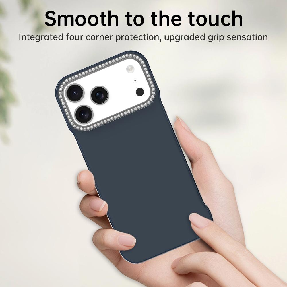 For iPhone 18 Pro / 17 Pro Candy Diamond Half-frame Frosted PC Hybrid TPU Phone Case - Blue - EDA009772823E