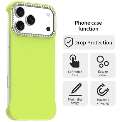 For iPhone 18 Pro / 17 Pro Candy Diamond Half-frame Frosted PC Hybrid TPU Phone Case - Green - EDA009772823F