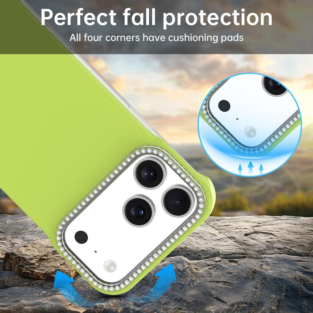 For iPhone 18 Pro / 17 Pro Candy Diamond Half-frame Frosted PC Hybrid TPU Phone Case - Green - EDA009772823F