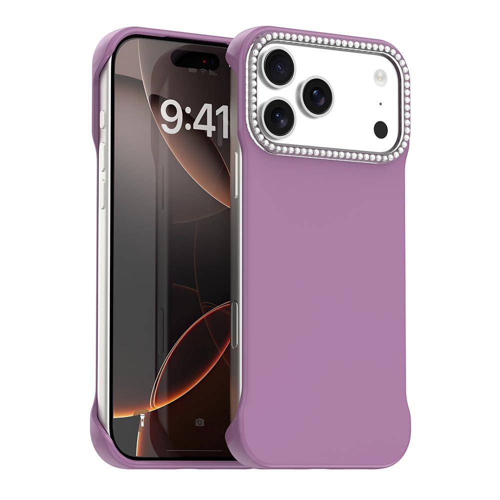 For iPhone 18 Pro / 17 Pro Candy Diamond Half-frame Frosted PC Hybrid TPU Phone Case - Purple - EDA009772823G