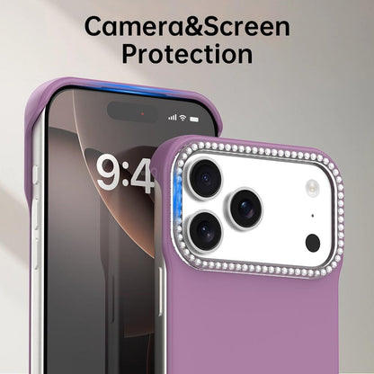 For iPhone 18 Pro / 17 Pro Candy Diamond Half-frame Frosted PC Hybrid TPU Phone Case - Purple - EDA009772823G
