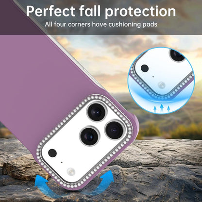 For iPhone 18 Pro / 17 Pro Candy Diamond Half-frame Frosted PC Hybrid TPU Phone Case - Purple - EDA009772823G