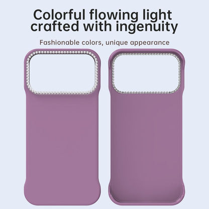 For iPhone 18 Pro / 17 Pro Candy Diamond Half-frame Frosted PC Hybrid TPU Phone Case - Purple - EDA009772823G