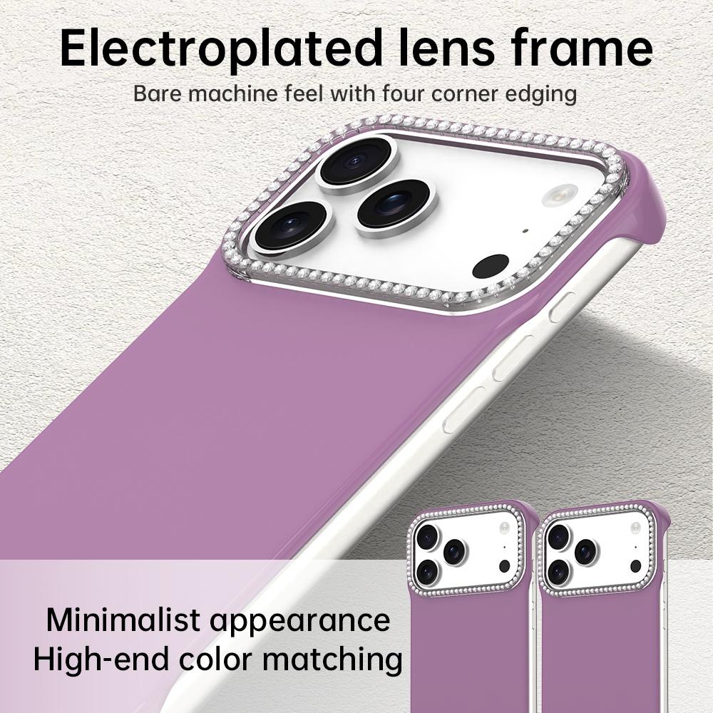 For iPhone 18 Pro / 17 Pro Candy Diamond Half-frame Frosted PC Hybrid TPU Phone Case - Purple - EDA009772823G