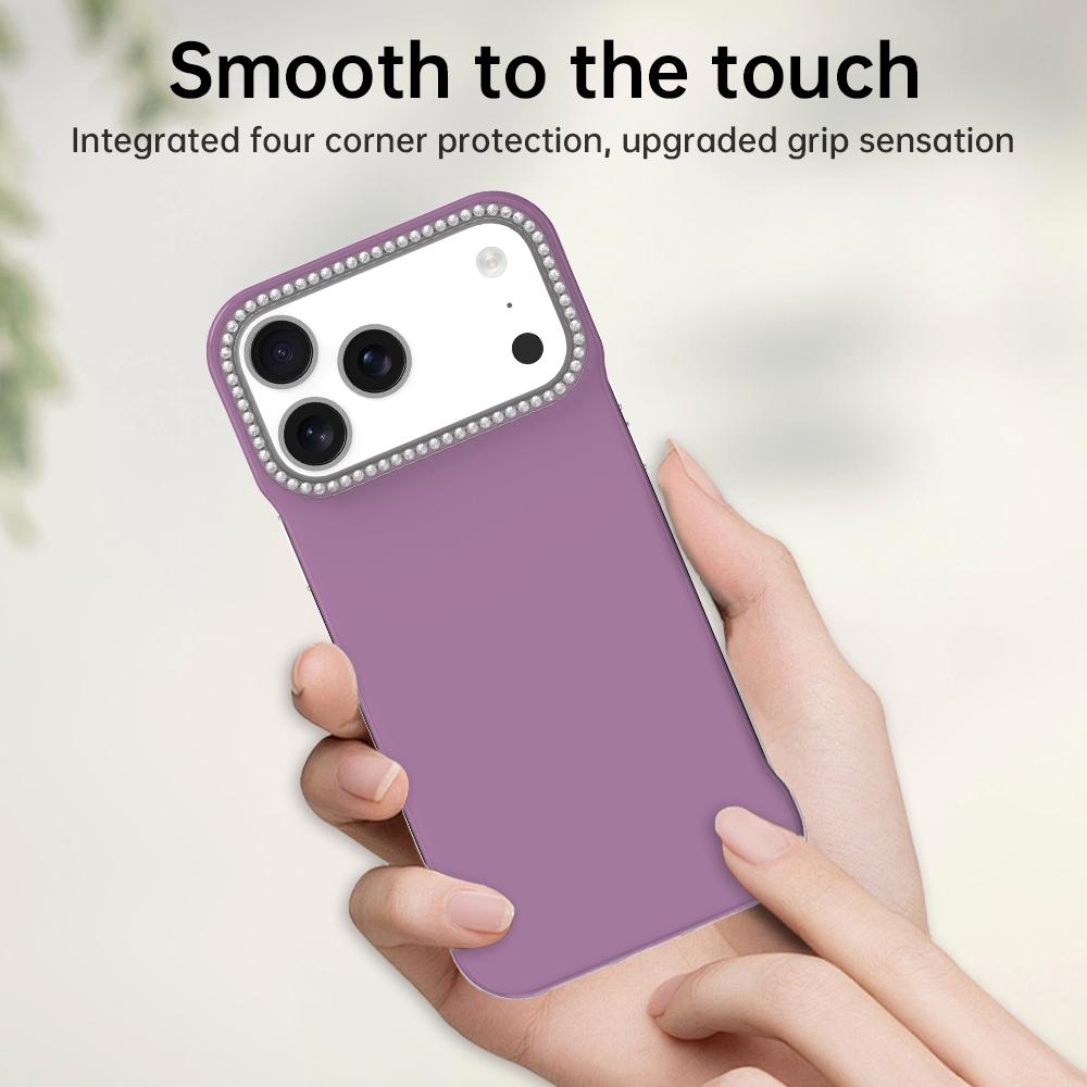 For iPhone 18 Pro / 17 Pro Candy Diamond Half-frame Frosted PC Hybrid TPU Phone Case - Purple - EDA009772823G