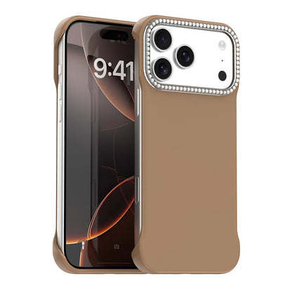 For iPhone 18 Pro / 17 Pro Candy Diamond Half-frame Frosted PC Hybrid TPU Phone Case - Brown - EDA009772823H