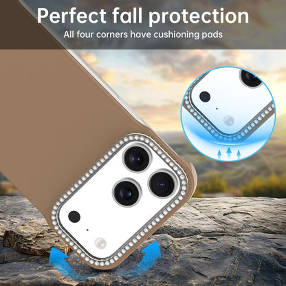 For iPhone 18 Pro / 17 Pro Candy Diamond Half-frame Frosted PC Hybrid TPU Phone Case - Brown - EDA009772823H