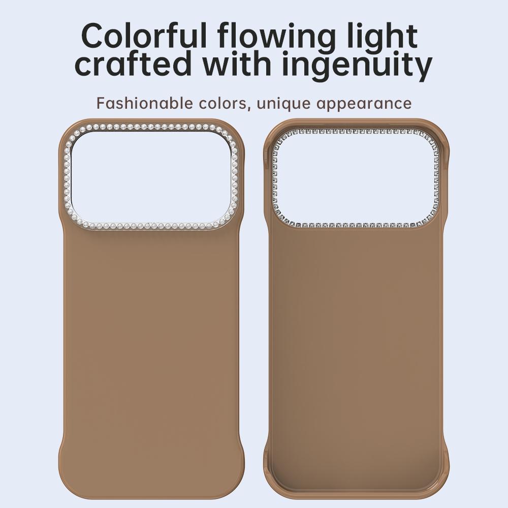 For iPhone 18 Pro / 17 Pro Candy Diamond Half-frame Frosted PC Hybrid TPU Phone Case - Brown - EDA009772823H