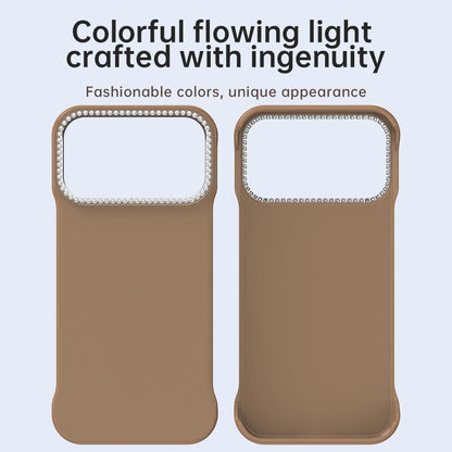 For iPhone 18 Pro / 17 Pro Candy Diamond Half-frame Frosted PC Hybrid TPU Phone Case - Brown - EDA009772823H