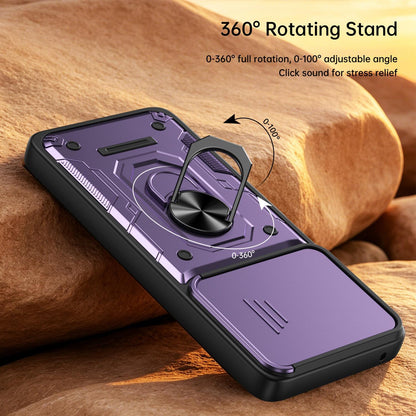 For Motorola Signature 5G / 70 Ultra Nanshan Armor Sliding Camshield Ring Holder Phone Case - Purple - EDA009772909E