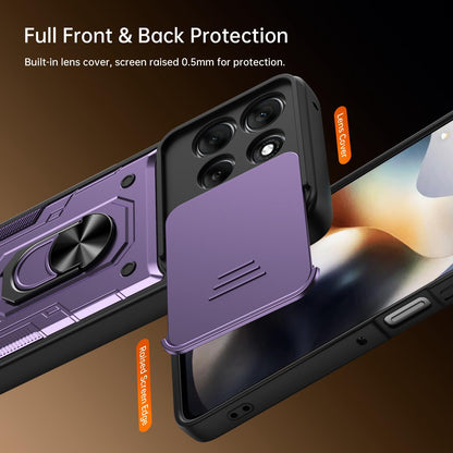 For Motorola Signature 5G / 70 Ultra Nanshan Armor Sliding Camshield Ring Holder Phone Case - Purple - EDA009772909E
