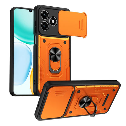 For Honor 600 Lite Global Nanshan Armor Sliding Camshield Ring Holder Phone Case - Orange - EDA009773006A