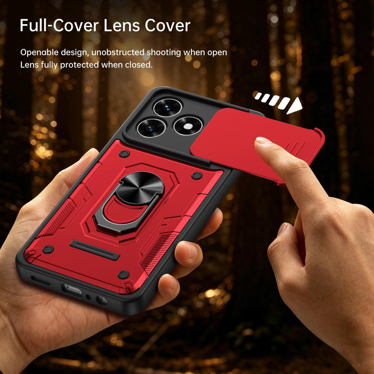 For Honor 600 Lite Global Nanshan Armor Sliding Camshield Ring Holder Phone Case - Blue - EDA009773006B