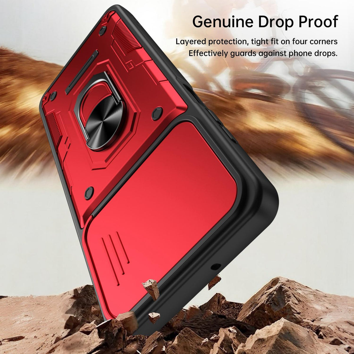 For Honor 600 Lite Global Nanshan Armor Sliding Camshield Ring Holder Phone Case - Blue - EDA009773006B