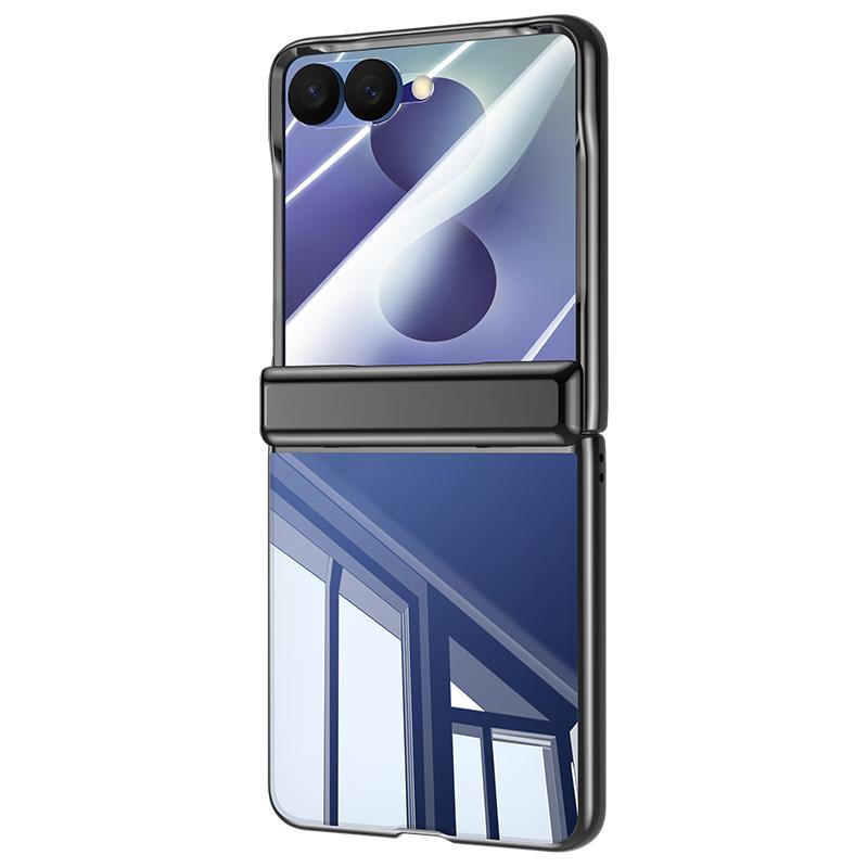 For Galaxy Z Flip8 5G Electroplating Transparent Shockproof Phone Case - High-Definition Black - EDA009773902F