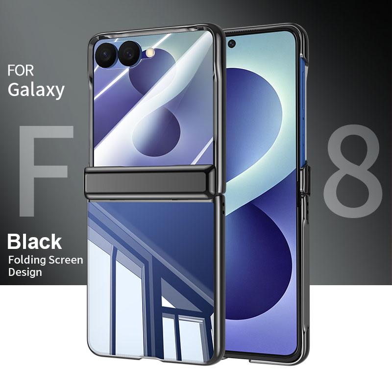 For Galaxy Z Flip8 5G Electroplating Transparent Shockproof Phone Case - High-Definition Black - EDA009773902F