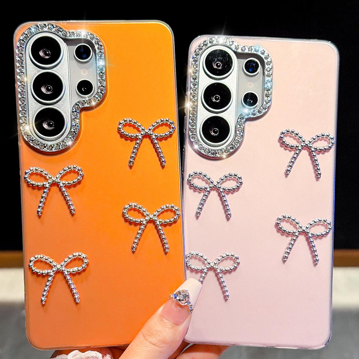 For Galaxy A35 5G Electroplated Bowknot Dopamine Color Skin-Friendly IMD Phone Case with Beaded Wrist Strap - Blue - EDA009774511F