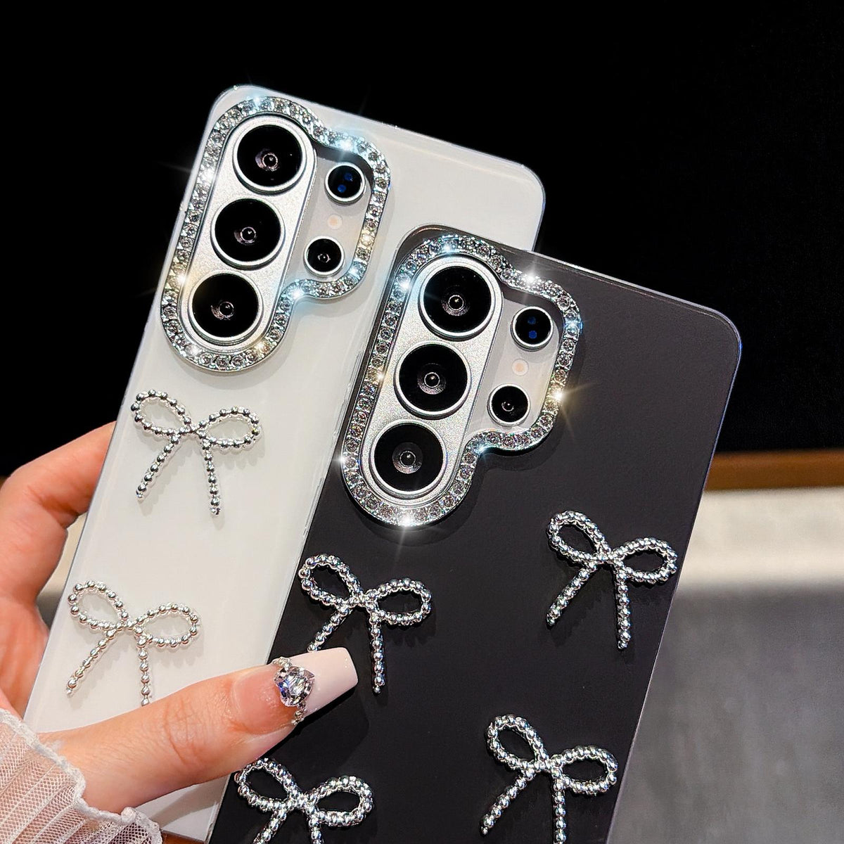 For Galaxy A35 5G Electroplated Bowknot Dopamine Color Skin-Friendly IMD Phone Case with Beaded Wrist Strap - Blue - EDA009774511F