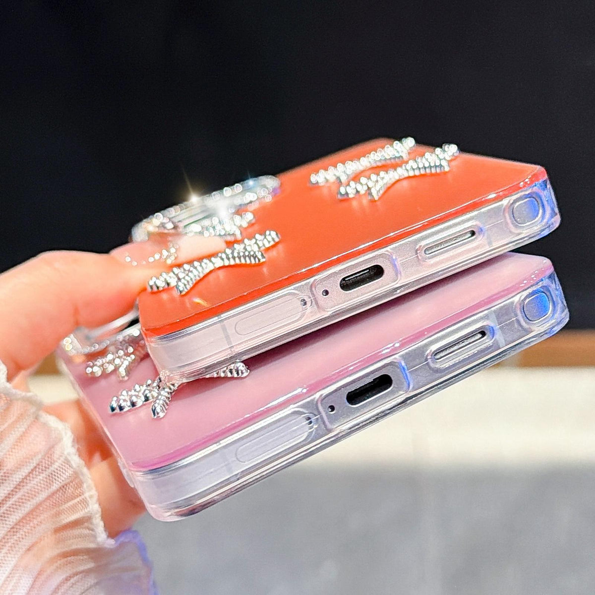 For Galaxy A36 5G Electroplated Bowknot Dopamine Color Skin-Friendly IMD Phone Case with Beaded Wrist Strap - Blue - EDA009774507F