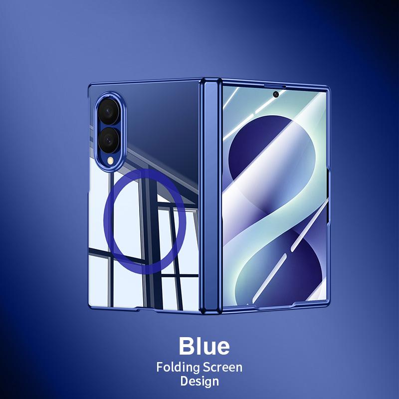 For Galaxy Z Fold8 5G Electroplating Transparent Shockproof Magnetic Phone Case - High-Definition Blue - EDA009774603D
