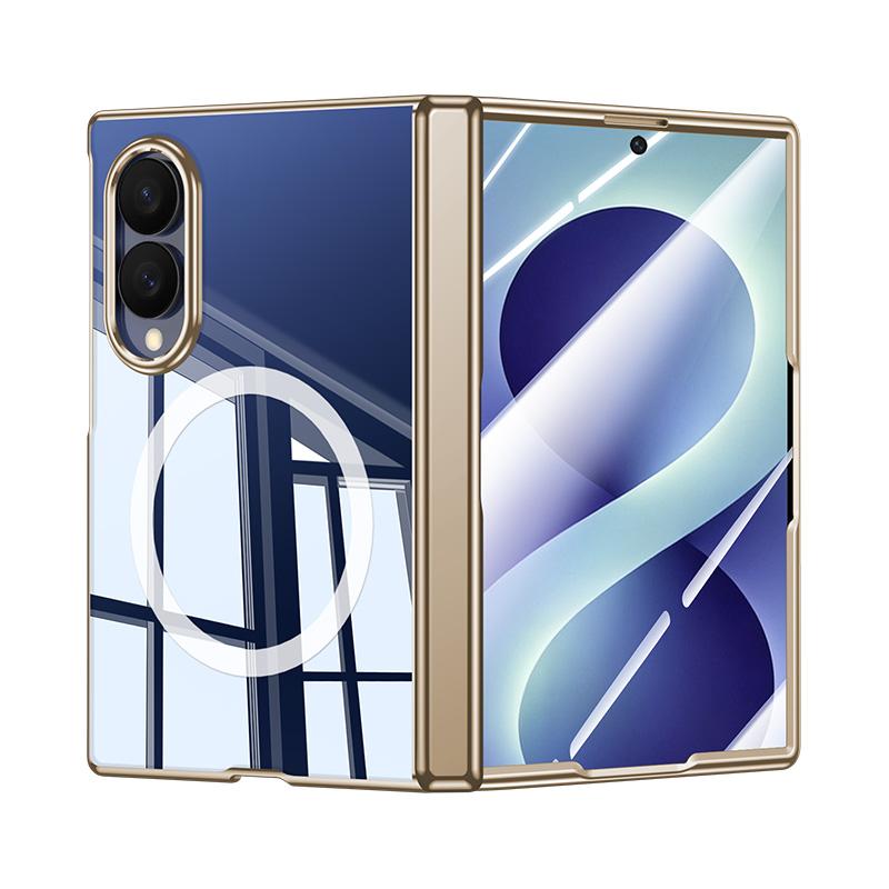For Galaxy Z Fold8 5G Electroplating Transparent Shockproof Magnetic Phone Case - High-Definition Gold - EDA009774603E