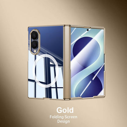For Galaxy Z Fold8 5G Electroplating Transparent Shockproof Magnetic Phone Case - High-Definition Gold - EDA009774603E