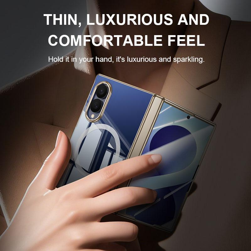 For Galaxy Z Fold8 5G Electroplating Transparent Shockproof Magnetic Phone Case - High-Definition Gold - EDA009774603E