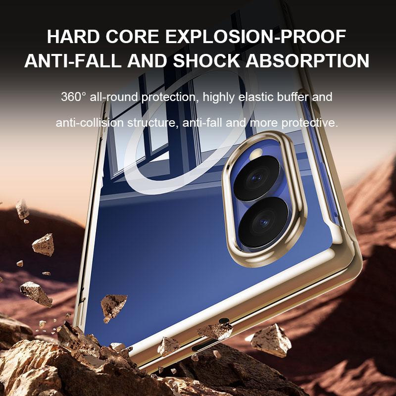 For Galaxy Z Fold8 5G Electroplating Transparent Shockproof Magnetic Phone Case - High-Definition Black - EDA009774603F