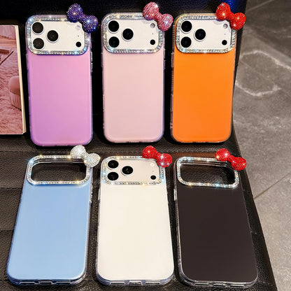 For iPhone 17e / 16e Cute Bowknot Dopamine Color Skin-Friendly IMD Phone Case with Beaded Wrist Strap - White - EDA009774801B