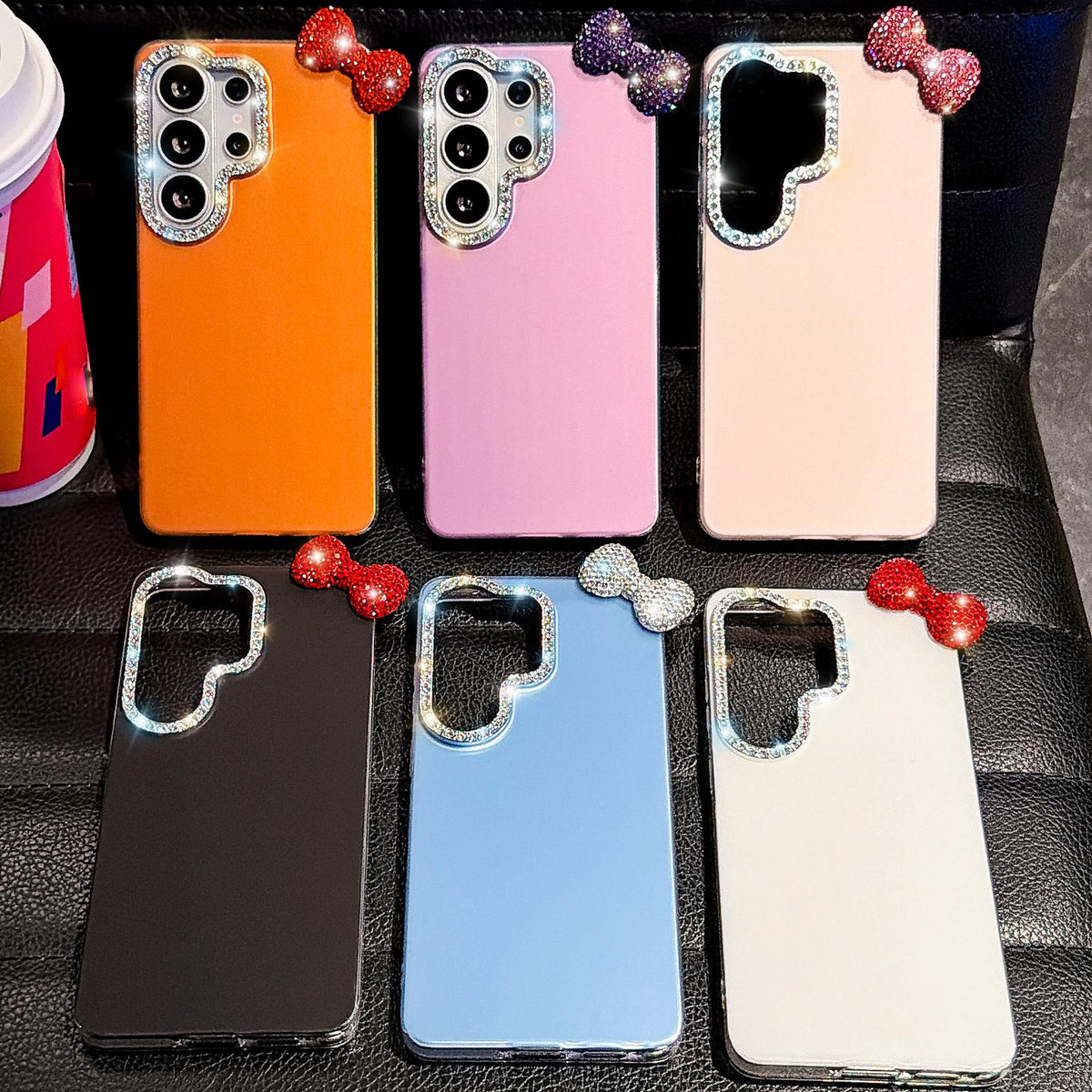 For Galaxy S26 FE 5G Cute Bowknot Dopamine Color Skin-Friendly IMD Phone Case with Beaded Wrist Strap - Blue - EDA009775101F