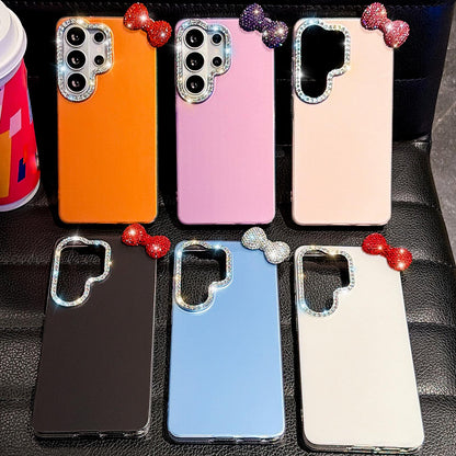 For Galaxy S26 FE 5G Cute Bowknot Dopamine Color Skin-Friendly IMD Phone Case with Beaded Wrist Strap - Blue - EDA009775101F