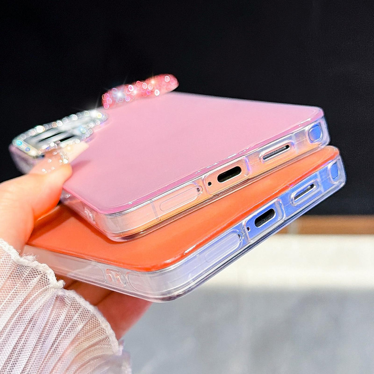 For Galaxy A57 5G Cute Bowknot Dopamine Color Skin-Friendly IMD Phone Case with Beaded Wrist Strap - Blue - EDA009775201F