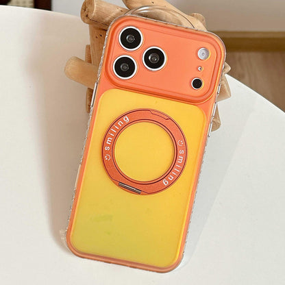 For iPhone 17 Pro Max Laser 360 Rotating Kickstand Phone Case - Orange Yellow - EDA009775301E