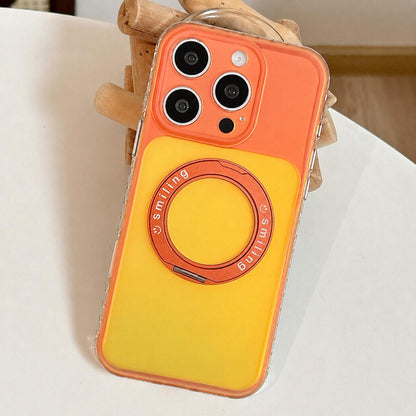 For iPhone 15 Pro Max Laser 360 Rotating Kickstand Phone Case - Orange Yellow - EDA009775307E