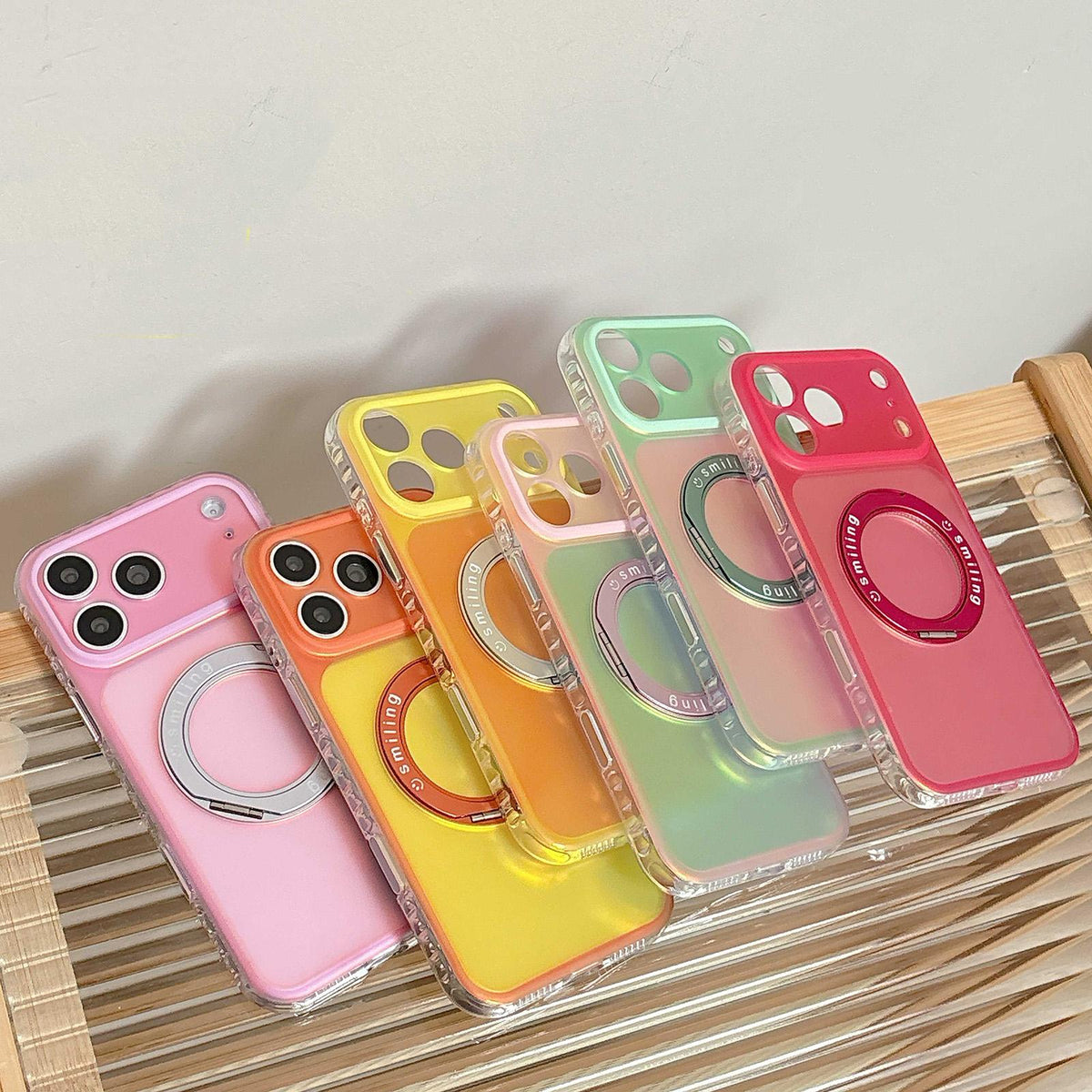 For iPhone 16 Laser 360 Rotating Kickstand Phone Case - Light Pink - EDA009775306F