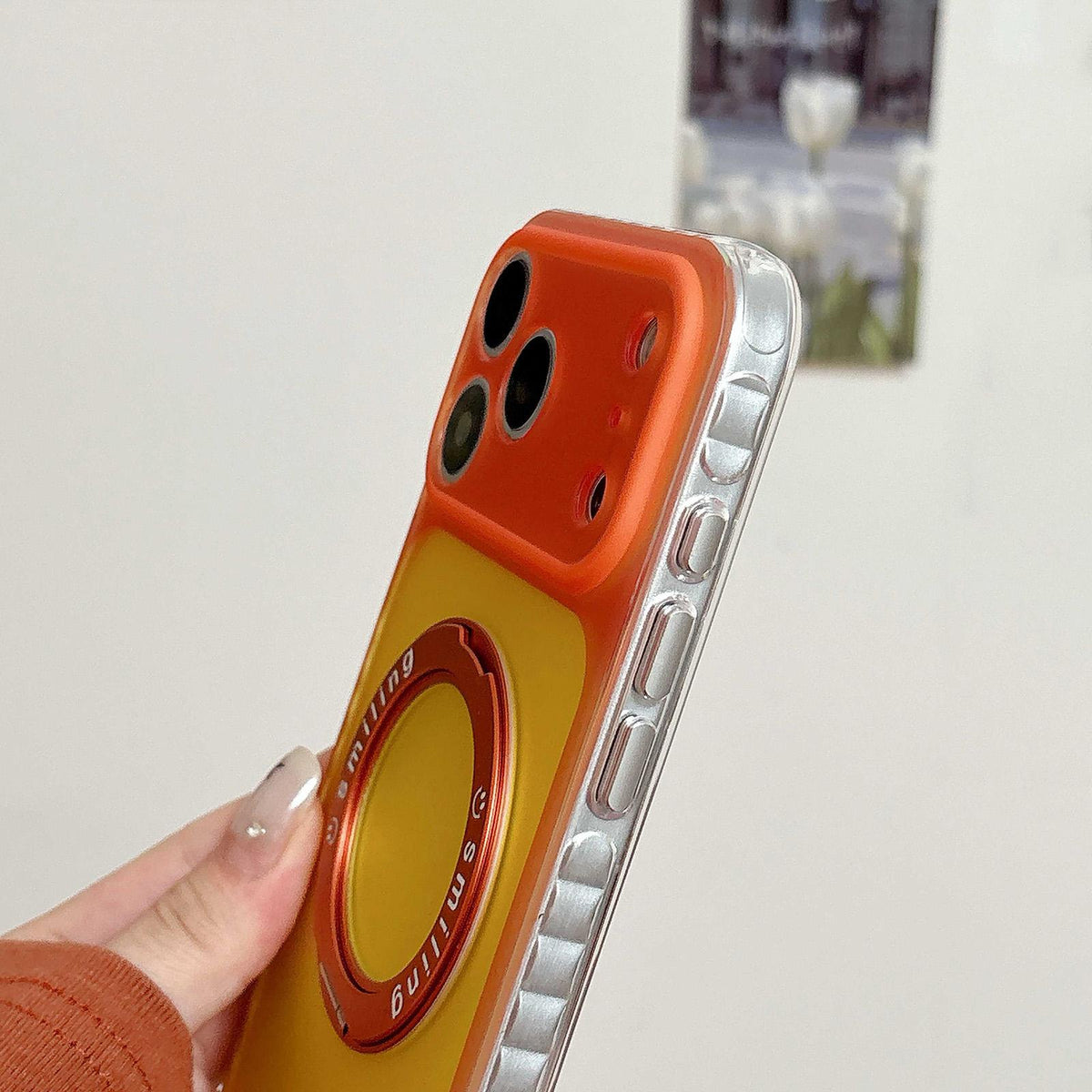 For iPhone 15 Laser 360 Rotating Kickstand Phone Case - Light Pink - EDA009775309F