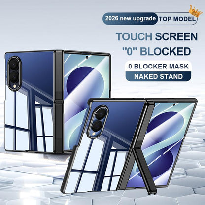 For Galaxy Z Fold8 5G Electroplating Transparent Hinge Holder Phone Case - High-Definition Black - EDA009775701D