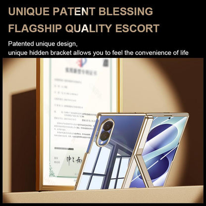 For Galaxy Z Fold8 5G Electroplating Transparent Hinge Holder Phone Case - High-Definition Black - EDA009775701D
