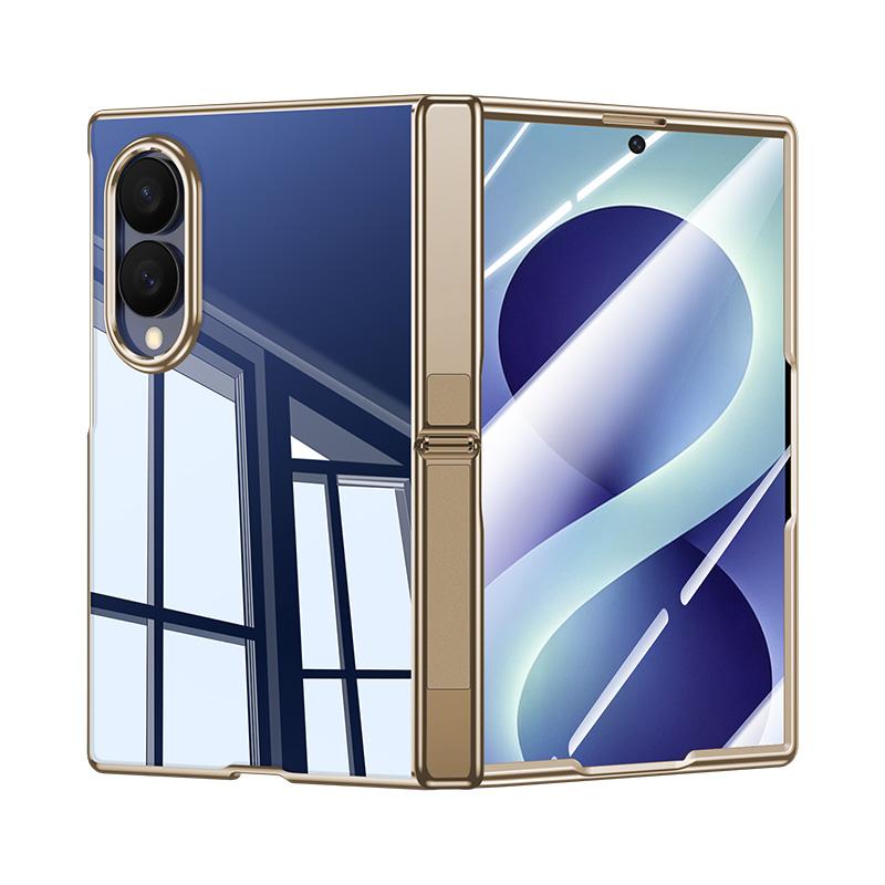 For Galaxy Z Fold8 5G Electroplating Transparent Hinge Holder Phone Case - High-Definition Gold - EDA009775701E