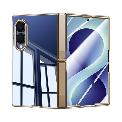 For Galaxy Z Fold8 5G Electroplating Transparent Hinge Holder Phone Case - High-Definition Gold - EDA009775701E