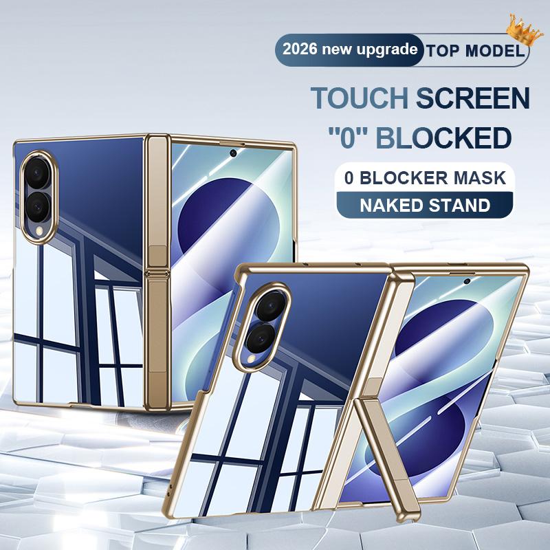For Galaxy Z Fold8 5G Electroplating Transparent Hinge Holder Phone Case - High-Definition Gold - EDA009775701E