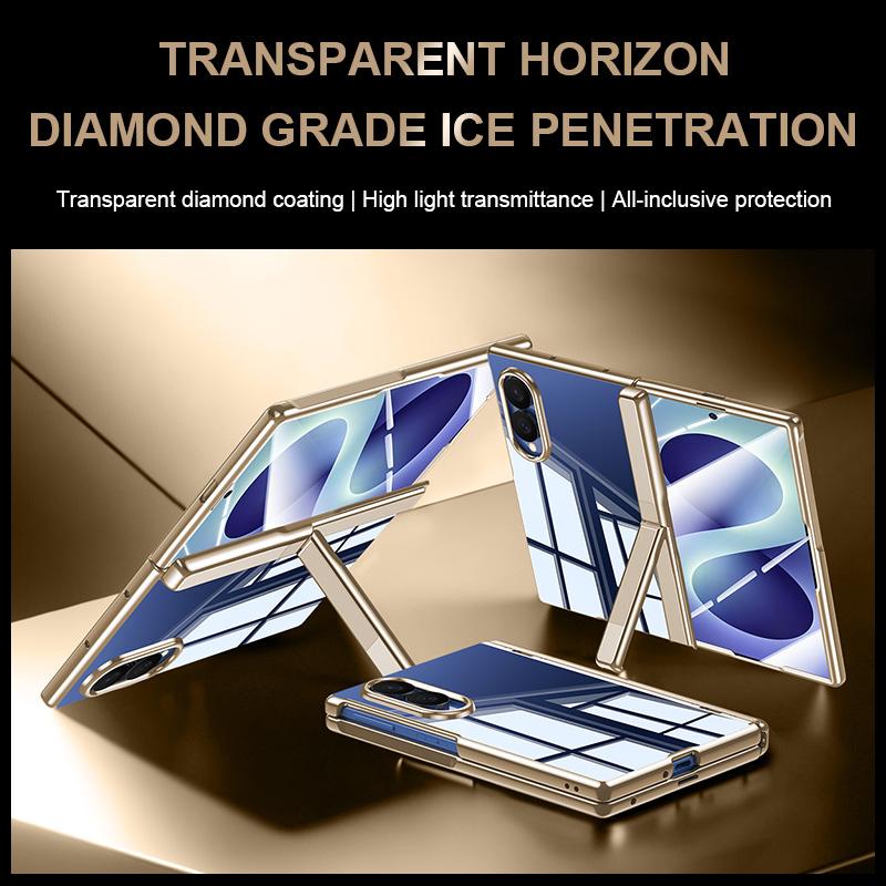 For Galaxy Z Fold8 5G Electroplating Transparent Hinge Holder Phone Case - High-Definition Gold - EDA009775701E