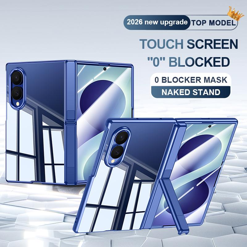 For Galaxy Z Fold8 5G Electroplating Transparent Hinge Holder Phone Case - High-Definition Blue - EDA009775701F