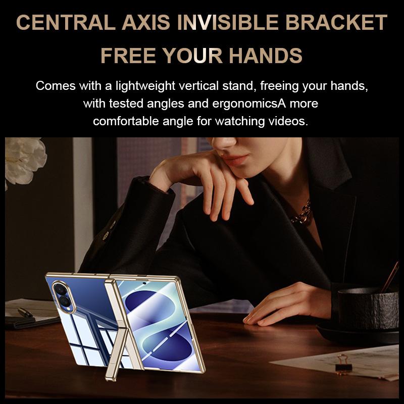 For Galaxy Z Fold8 5G Electroplating Transparent Hinge Holder Phone Case - High-Definition Blue - EDA009775701F