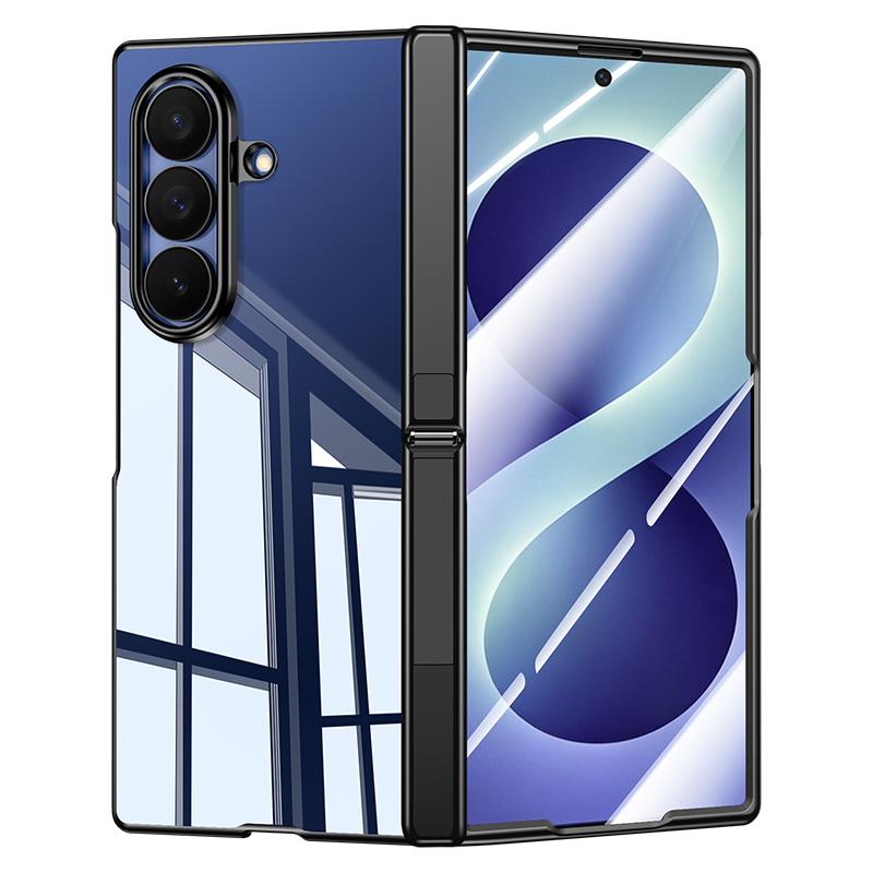 For Galaxy Z Fold8 Ultra 5G Electroplating Transparent Hinge Holder Phone Case - High-Definition Black - EDA009775702D