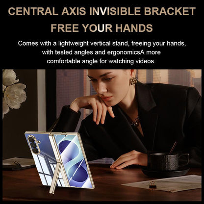 For Galaxy Z Fold8 Ultra 5G Electroplating Transparent Hinge Holder Phone Case - High-Definition Black - EDA009775702D