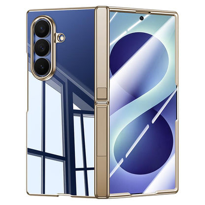 For Galaxy Z Fold8 Ultra 5G Electroplating Transparent Hinge Holder Phone Case - High-Definition Gold - EDA009775702E