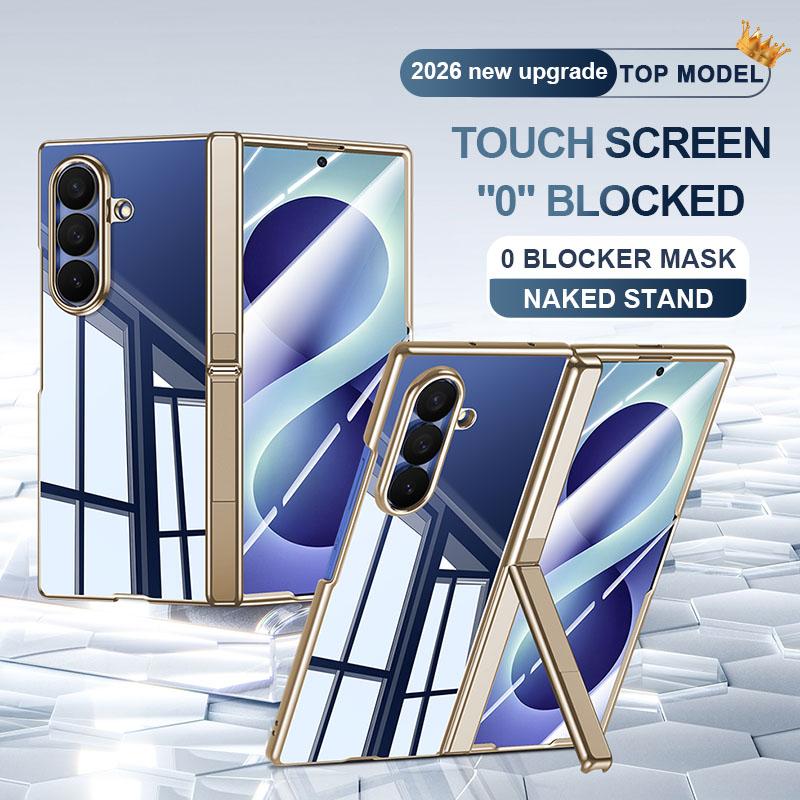 For Galaxy Z Fold8 Ultra 5G Electroplating Transparent Hinge Holder Phone Case - High-Definition Gold - EDA009775702E