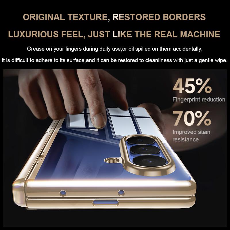 For Galaxy Z Fold8 Ultra 5G Electroplating Transparent Hinge Holder Phone Case - High-Definition Gold - EDA009775702E